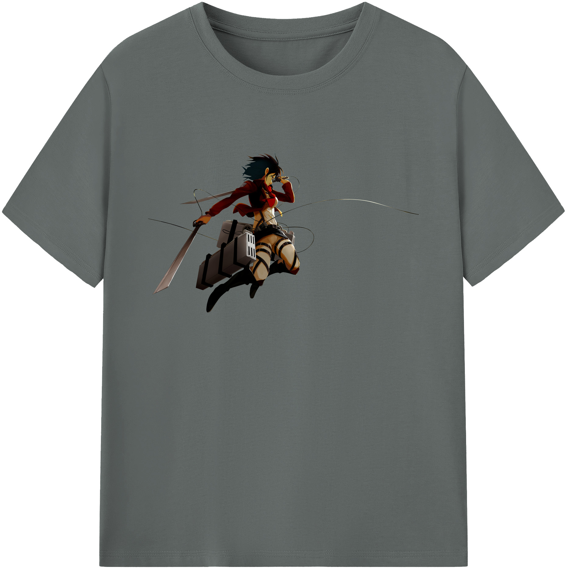 （画像用） 進撃の巨人 ミカサ·アッカーマン Attack on Titan Mikasa Ackerman 綿100％ メンズ半袖Tシャツ｜肌触りやわらか＆通気性